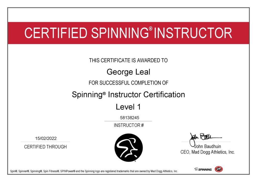 Certificado Spinning